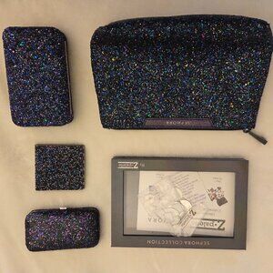 Sephora Dark Rainbow NWOT unused, palette brushes bag mirror manicure set